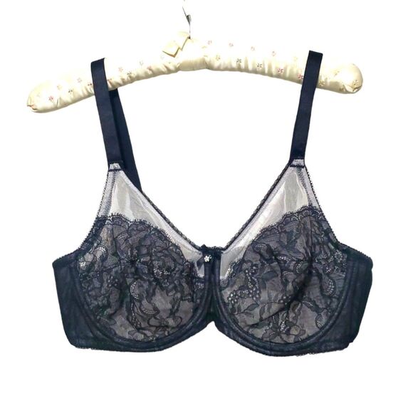 Wacoal Retro Chic Full Figure Underwire Bra Black and White Size 40C - Picture 1 of 4